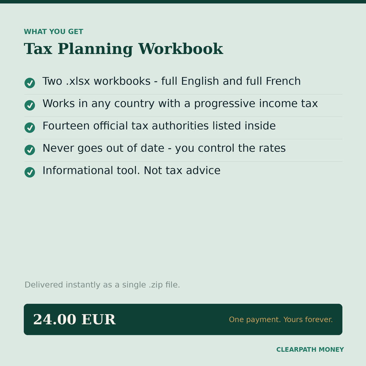 Classeur de préparation fiscale — tous pays, tous barèmes